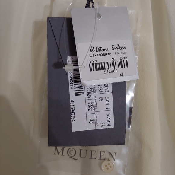 alexander mcqueen Women's Shirt Dress Cream EU 46 US 12 100% Silk - Picture 2 of 6